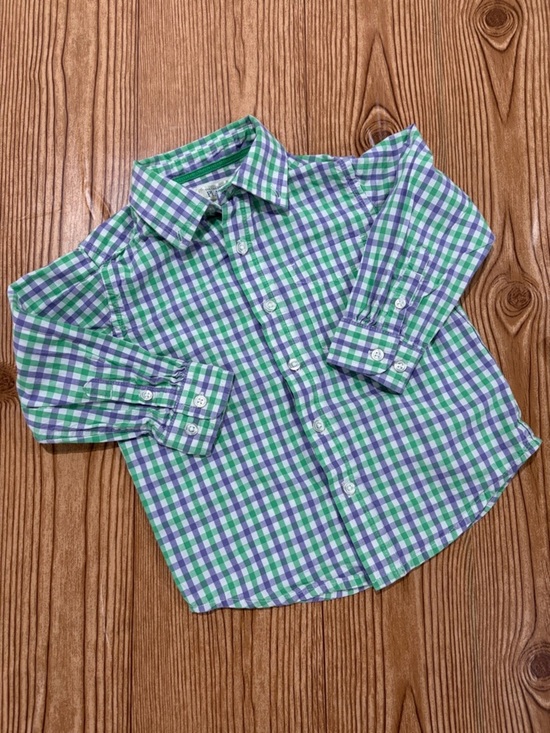The Children's Place Other - 7/$20 The Children’s Place Green & Blue Gingham Long Sleeve Button-Up Shirt